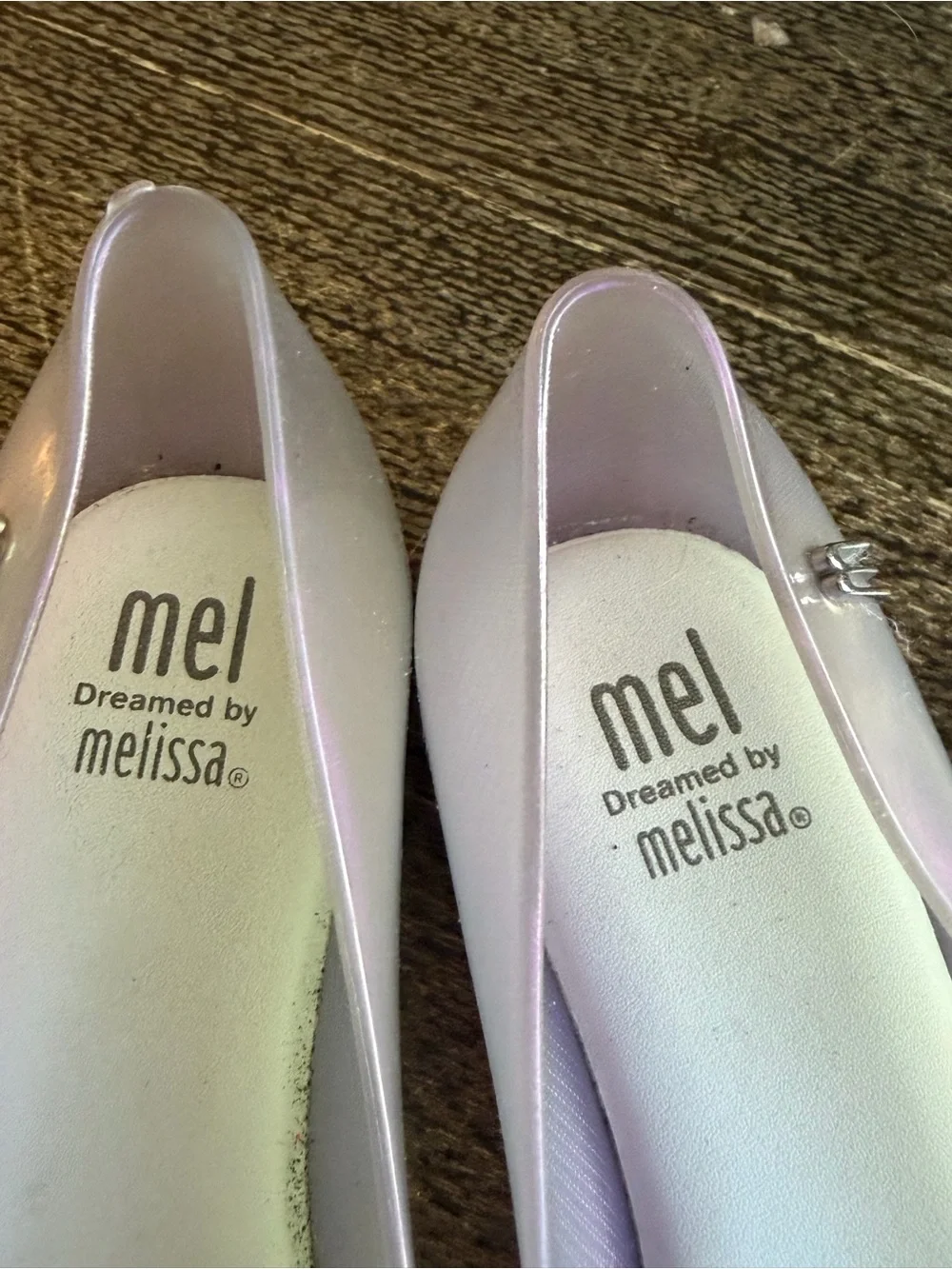 Mel by Mini Melissa Iridescent Light Pink Jelly Flats with Butterfly Accent 12